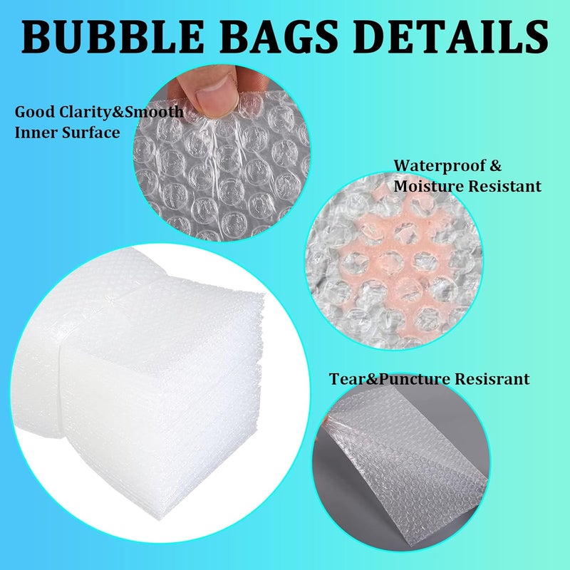 APOCHON 100 Pack Bubble Bag Wrap Pouches, 6x8 Inch Small Bubble Bags for Packing, Double Walled Shockproof Bubble Cushioning Wrap Bag Pouches for Storage, Shipping, Moving Supplies - Image 3